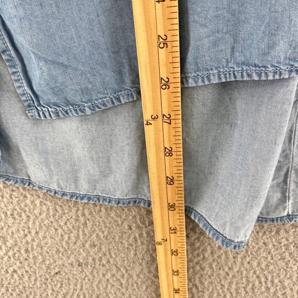 Chicos Shirt Womens 0 US Small Blue Chambray Button Up Collar Sleeveless Hi Low - Picture 8 of 10